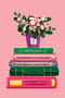 Открытка. Цветок в горшке на книге